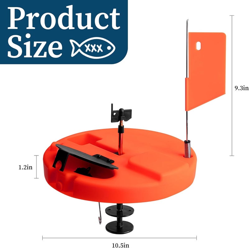 Adnee Ice Fishing Tip-Up - 10.5" Thermal Tip-Up with Orange Pole Flags - Freeze-Proof Ice Fishing Accessories Covers 10" Hole - Image 2